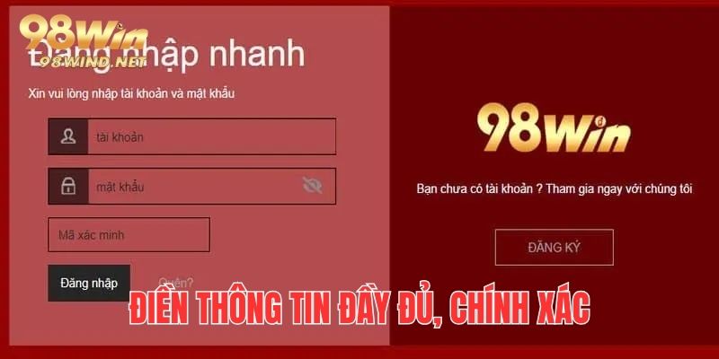 Điền thông tin một cách cẩn thận bởi quá 5 lần sẽ bị khóa tài khoản